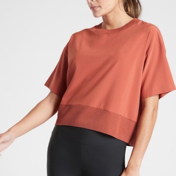 Athleta Tops - #14 Athleta Orange Red Zephyr Crop Size Small Cropped Workout Top Etruscan Red